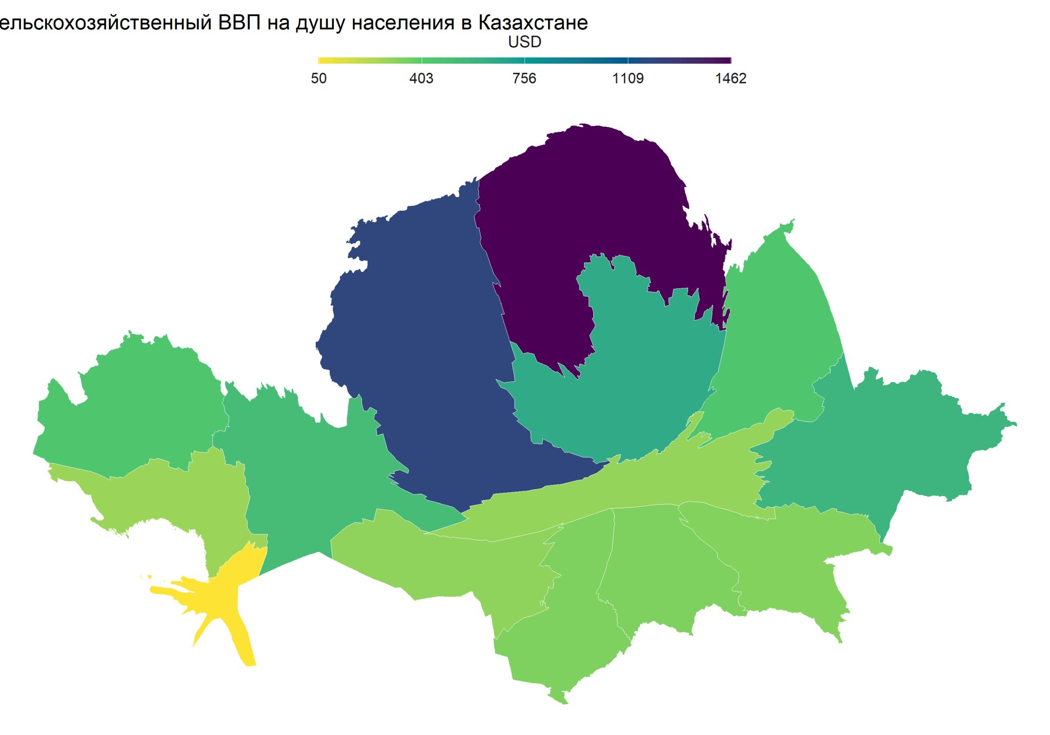 Сельскохозяйственный ВВП Казахстана (на душу населения)